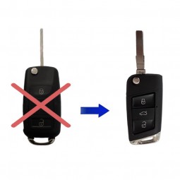 Κέλυφος Μετατροπής Κλειδιού Group Vag για Control με 3 Κουμπιά Τετράγωνο